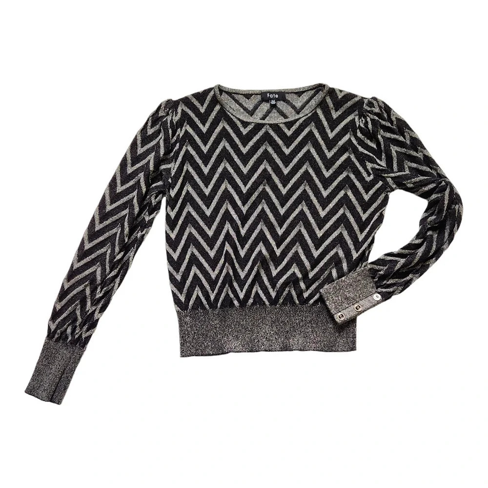 Fate Knitted Zig Zag Pullover Crop Sweater Womens Size Medium